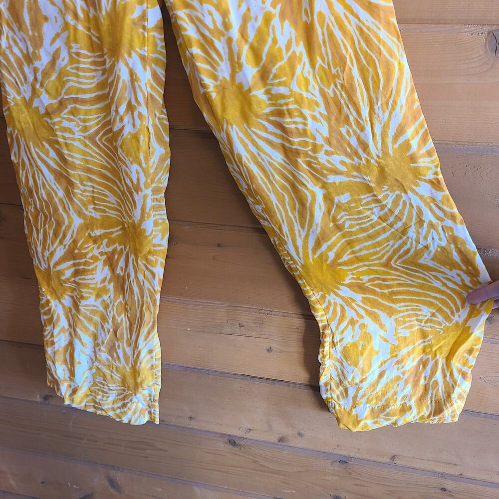 Scotch & Soda Pant Marigold Dyed Wash Floral Wide Leg Flowy XS Yellow Boho - Picture 6 of 7